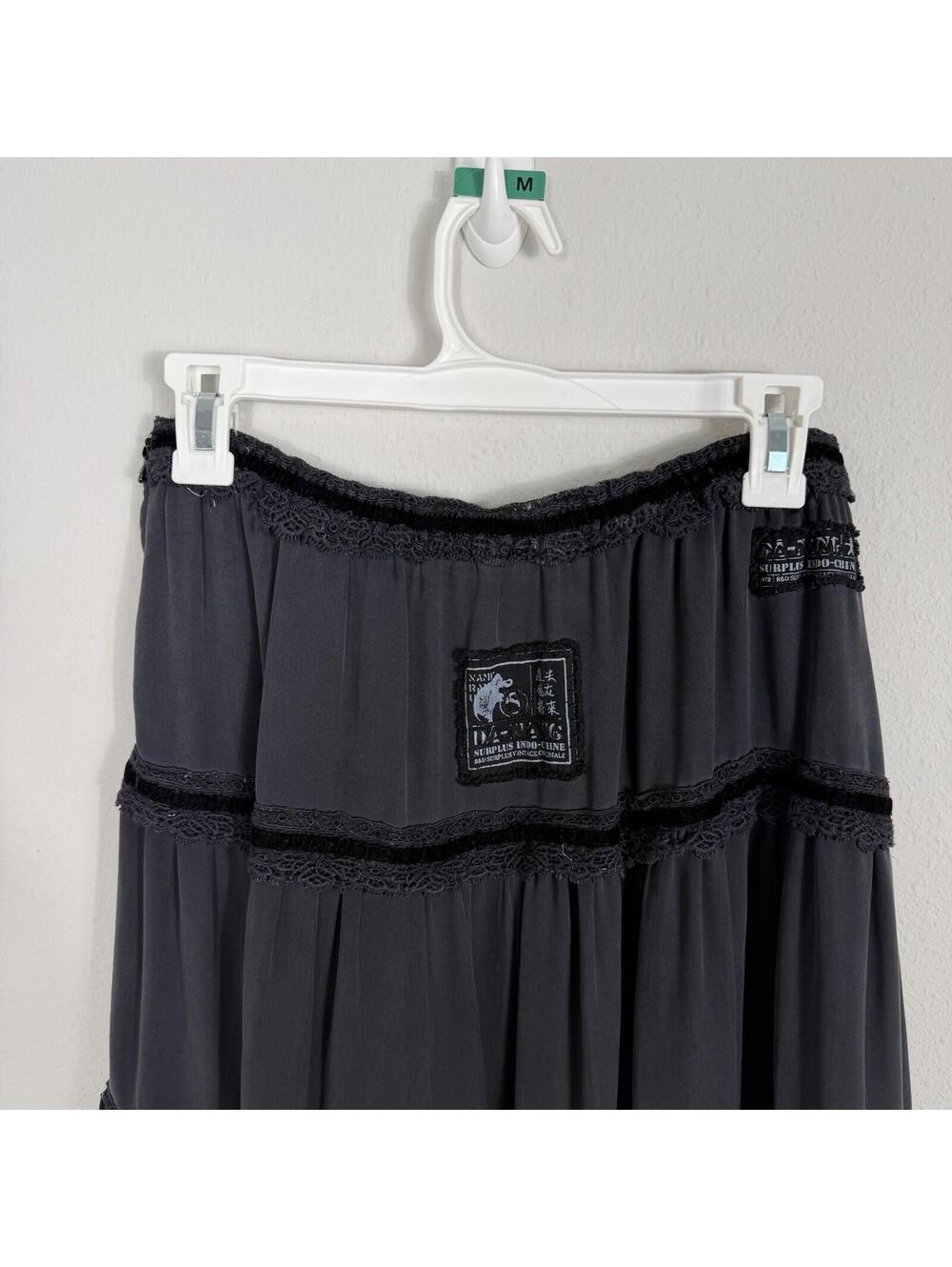 Da Nang Black Ruffle Tiered Skirt Whimsigoth Dark Fairy Grunge Women’s Small - Picture 8 of 10
